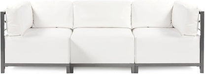 Howard Elliott Axis Modern Patio Chair, Titanium Frame, Atlantis White, Gusseted Back Cushions, Hand-Painted Finish, 30.5 x 32.5 x 30 Inches
