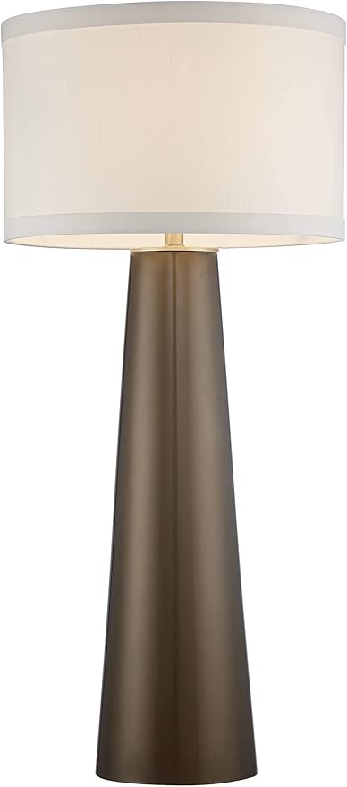Possini Euro Design Karen Modern Table Lamp 36" Tall with Square Black Marble Riser Dark Gold Glass Off White Fabric Shade for Bedroom Living Room Nightstand Bedside Night Stand Office Kids Room