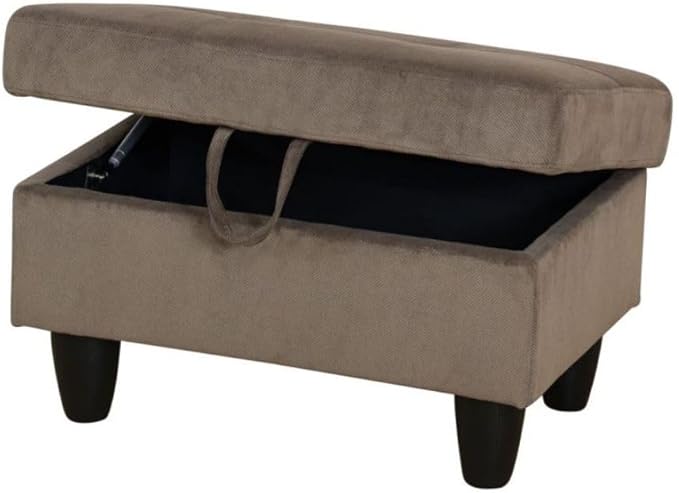 Ottoman Storage Ottoman Bench Corduroy Footrest Footstool with Hinged Lid for Living Room, Bedroom, Entryway, Brown, 28.5"X19"X17.5"