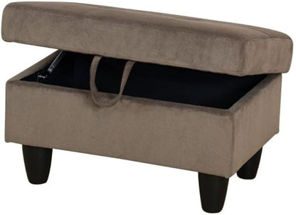 Ottoman Storage Ottoman Bench Corduroy Footrest Footstool with Hinged Lid for Living Room, Bedroom, Entryway, Brown, 28.5"X19"X17.5"