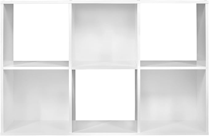 Closetmaid Decorative Home Stackable 6 Cube Cubeicals Organizer Storage Bookcase, with Hardware for Office, Home and Closet, White