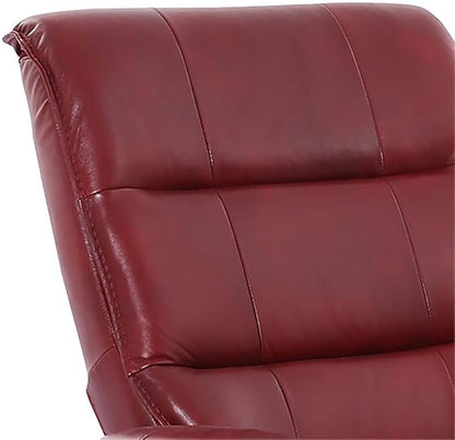 Pemberly Row Stressless Recliner with Ottoman in Red Leather, Manual Swivel Recliner Chair for Living Room Comfort