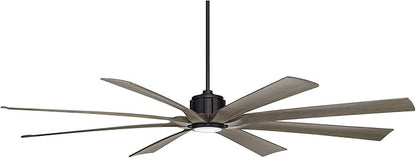 Possini Euro Design 80" Defender Modern Industrial Outdoor Ceiling Fan with Dimmable LED Light Remote Control Matte Black Damp Rated for Patio Exterior House Home Porch Gazebo Garage Barn