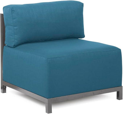 Howard Elliott Axis Chair with Cover for Both Indoor & Outdoor Seating, Cushioned Chair & Seating Titanium Frame Chair for Living Room, Office and Bedroom, 30.5 x 32.5 x 30 Inches, Seascape Turquoise