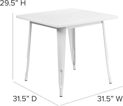Flash Furniture Felix Commercial Grade 31.5" Square White Metal Indoor-Outdoor Table