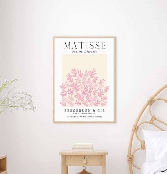 Matisse Art wall Décor Set of 3,Unframed sage Pink wall art,Truly Quality Canvas Prints for 11x14in,Art poster decoration for kitchen, bathroom,living room,bedroom