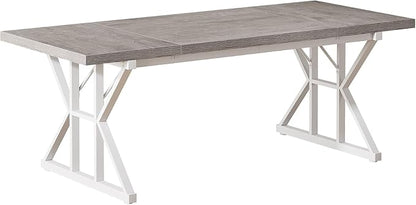 Tribesigns 70.86-Inch Large Executive Desk, Industrial Home Office Computer Desk, Simple Long Writing Study Table Business Furniture (Grey/White)