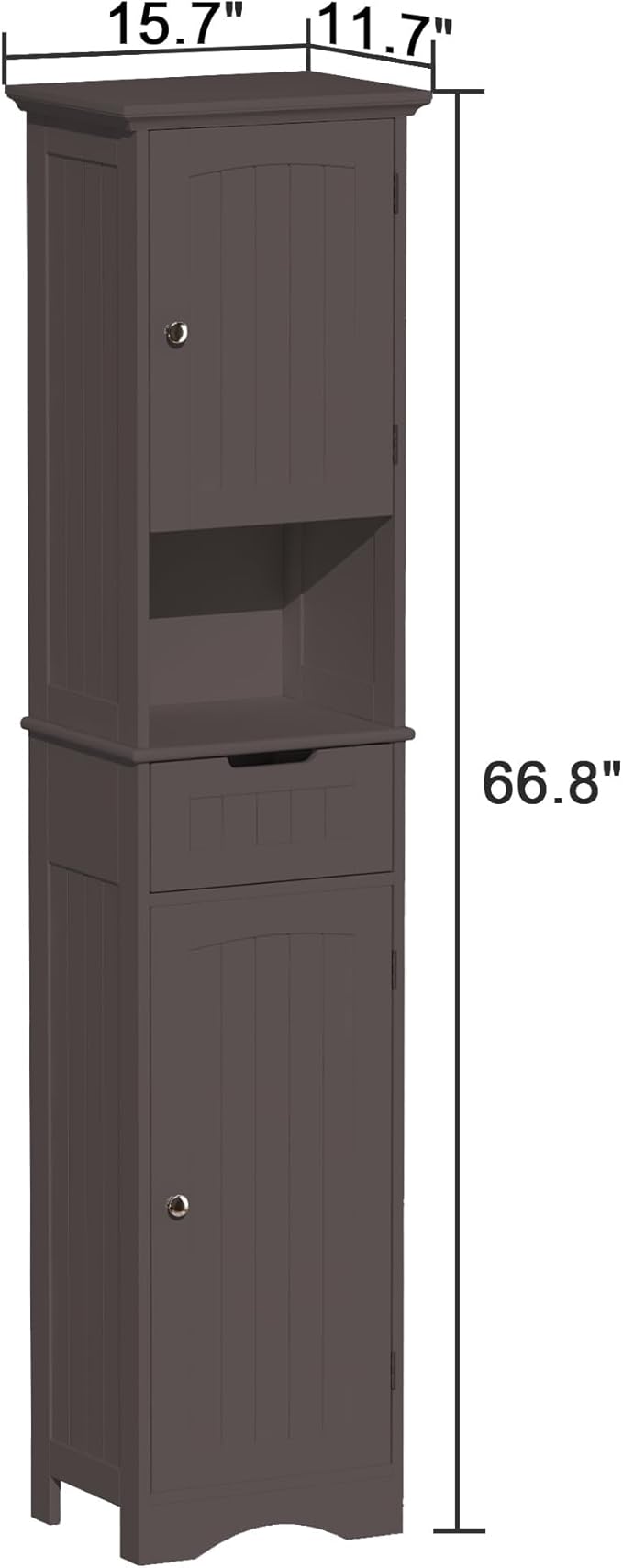 ChooChoo 67" Tall Bathroom Storage Cabinet Freestanding with Adjustable Shelves, Narrow Storage Linen Cabinet with 2 Doors and 1 Drawers for Bathroom, Living Room, Kitchen, Espresso