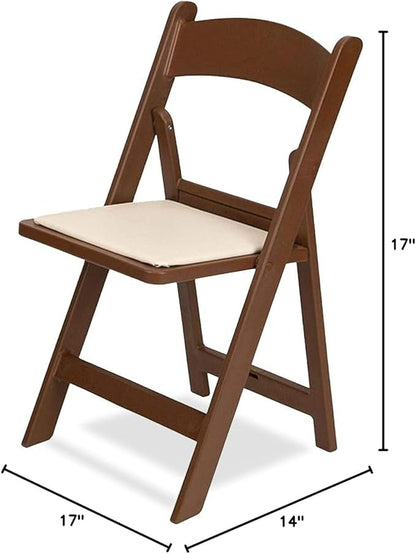 EventStable Titan PRO Resin Folding Chair - Brown with Ivory Indoor/Outdoor Lightweight Foldable Chair with Vinyl Padded for Weddings Parties Events - 50 Pack