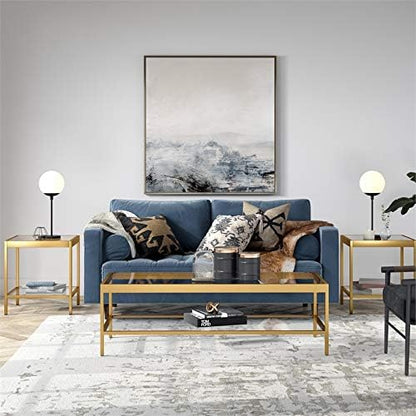 Henn&Hart 54" Wide Rectangular Coffee Table in Brass, Modern coffee tables for living room, studio apartment essentials