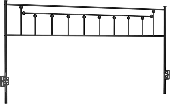 Metal King Size Headboard - Adjustable Height - Victorian Farmhouse Style, Easy Assembly, Attach Frame, Steel King Headboard Only for Bedroom - Black