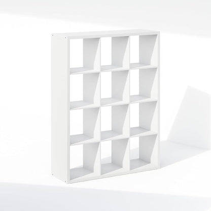 Furinno Cubic Closet Organizers and Storage, 12-Cube Closet Organizer, Open Shelf Closet Storage, Extra Thick Frame for Wardrobe, Bedroom, Living Room, White