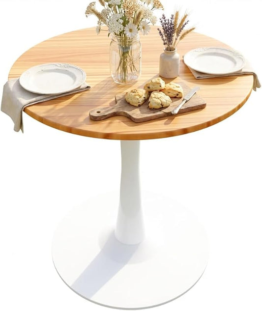 23.62" Small Round Dining Table for 2 – Durable & Well-Made Tulip Table with Sturdy Metal Frame, Compact 2-Seater Kitchen or Dining Room Table for Small Spaces, Apartments, Café, Restaurant, Office