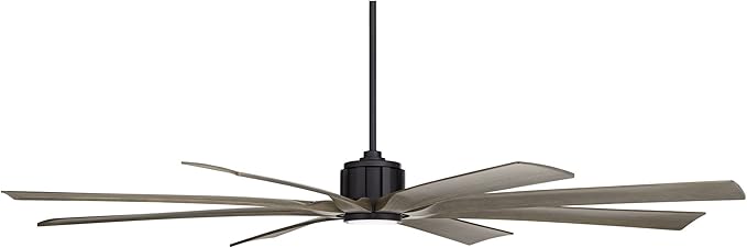 Possini Euro Design 80" Defender Modern Industrial Outdoor Ceiling Fan with Dimmable LED Light Remote Control Matte Black Damp Rated for Patio Exterior House Home Porch Gazebo Garage Barn
