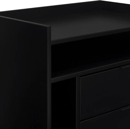 Walker Edison Blythe Mid-Century Modern Tray-Top Storage Nightstand 25 Inch Black