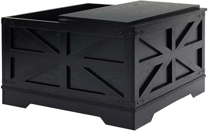 Lift Top Coffee Table, 31.5" Square Coffee Table with Storage, Farmhouse Coffee Tables for Living Room, Cocktail Tables with Large Hidden Compartment, Rustic Black