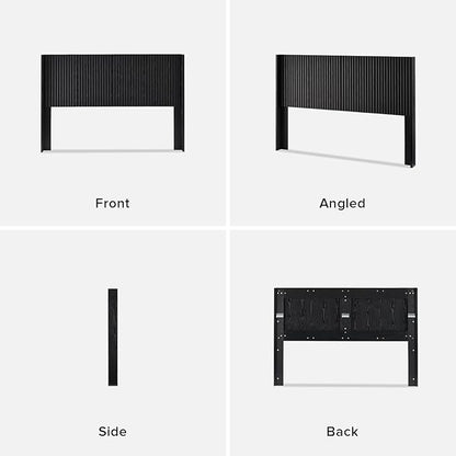mopio Brooklyn 62.4" Headboard Only, Wood Headboard, Modern Farmhouse, Boho, Wall Mount, Fluted Panel, Wingback Design (Black Oak, Queen)