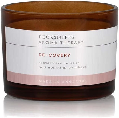 Pecksniff's Aromatherapy Re-Covery 3-Wick Candle, Juniper & Patchouli, Premium Spicy Pine Scent, Long-Lasting & Eco-Friendly, 285g