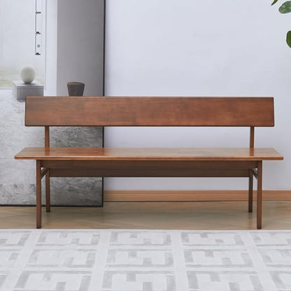 Outdoor Indoor Bench, 39.3" Patio Garden and Balcony Wooden Bench, Weatherproof Sturdy Wood Garden Bench with Seat for Porch, Park, Backyard, 2-Person Walnut Loveseat with Backrest
