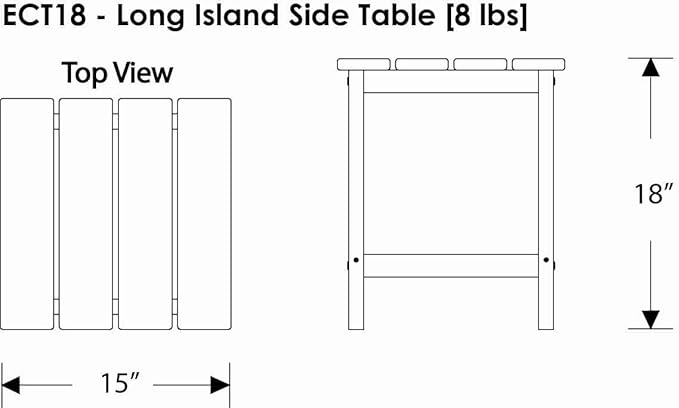 POLYWOOD ECT18SA Long Island 18" Side Table, Sand