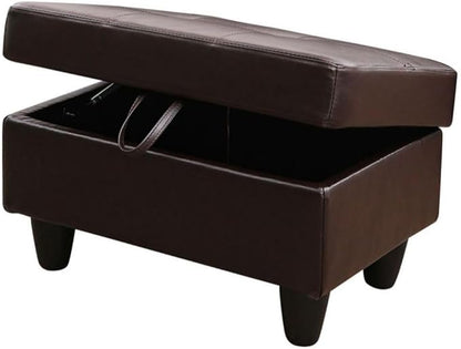 Ottoman Storage Ottoman Bench Faux Leather Footrest Footstool with Hinged Lid for Living Room, Bedroom, Entryway, Brown, 28.5"X19"X17.5"