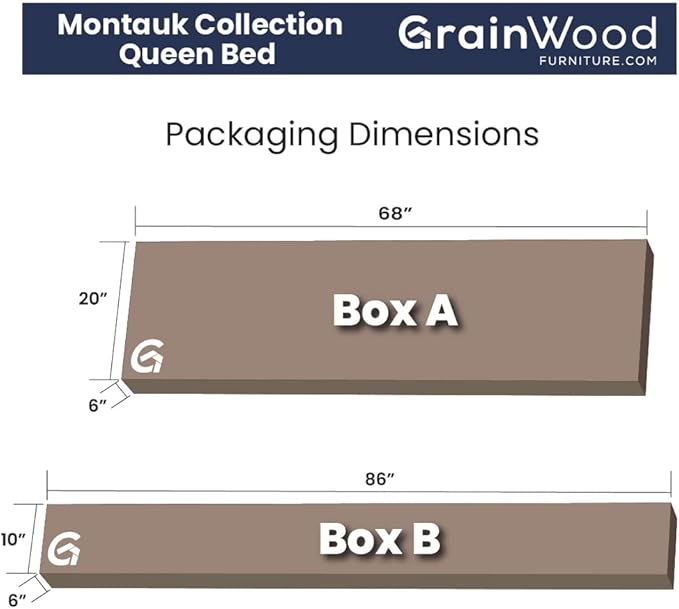 Grain Wood Furniture Montauk Solid Wood Bed, Queen Size, Rustic Walnut