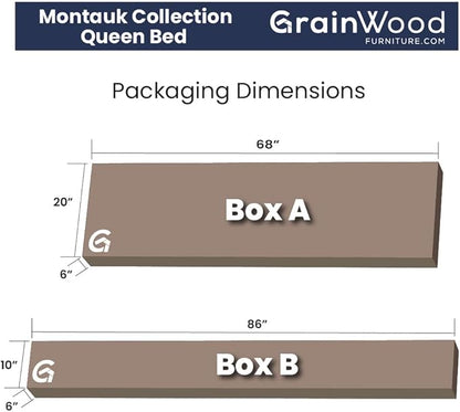 Grain Wood Furniture Montauk Solid Wood Bed, Queen Size, Farmhouse Black