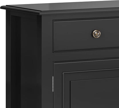 SIMPLIHOME Connaught SOLID WOOD 40 inch Wide Traditional Entryway Storage Cabinet in Black for the Living Room, Entryway and Family Room