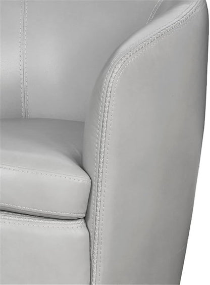 Pemberly Row Traditional All Italian Leather Gray Swivel Club Chair