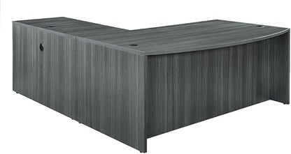 nbf signature series at Work Bowfront Reversible L Shaped Desk with Hutch - Ergonomic Computer Desk with Storage Drawers - Ideal for Office - 88.58" D x 70.87" W x 28.94" H, Espresso Laminate