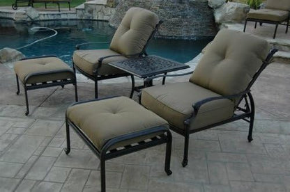Elizabeth Cast Aluminum Powder Coated 5pc Outdoor Adjustable Club Chair Set with 21" Square Table - Antique Bronze