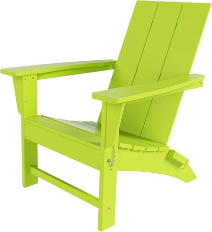 Costaelm Folding Adirondack Chairs, Outdoor Patio Adjustable Lawn Chairs, Weather Resistant Outside Firepit Chairs for Porch, Poolside, Garden, Backyard Deck, Lime