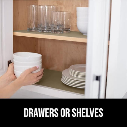 GORILLA GRIP Slip Resistant Drawer and Shelf Liner 2 Pack, Non Adhesive Water Resistant, Easy Clean and Trim, Smooth Surface Liners for Kitchen Cabinet, Shelves, Drawers, Pantry, 20 in x 20 FT, Beige