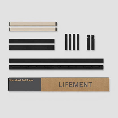 LIFEMENT Classic Wood Platform Bed Frame, Essential, Noise Free, Under Bed Storage, No Box Spring Needed, Easy Assembly (Black, King (U.S. Standard))