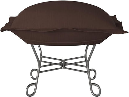 Howard Elliott Scroll Puff Ottoman Chair With Cover, Multipurpose Alternate Seating Footstool Chair with Titanium Frame, Patio Furniture for Camping, Home, Indoor & Outdoor, Sterling Chocolate