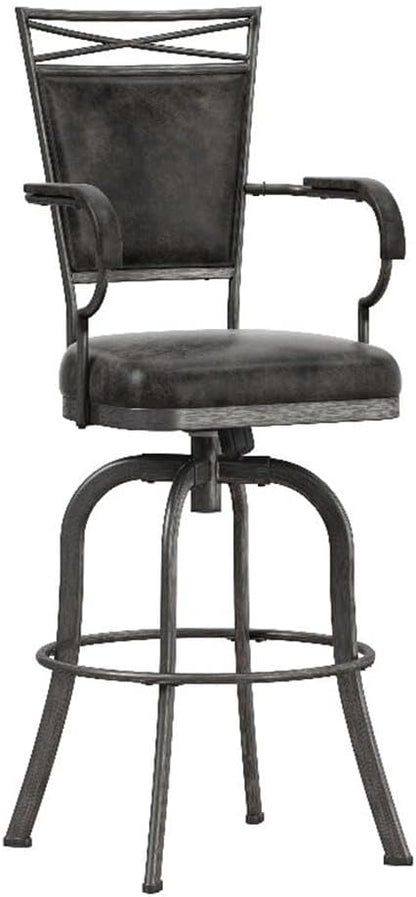 Hillsdale Bridgetown Metal Bar Height Swivel Stool, Pewter