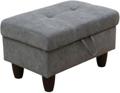 Ottoman Storage Ottoman Bench Flannel Footrest Footstool with Hinged Lid for Living Room, Bedroom, Entryway, Dark Grey, 28.5"X19"X17.5"