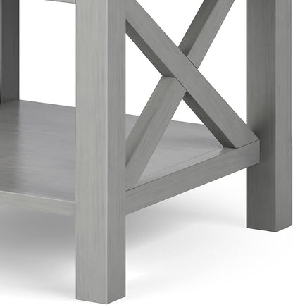 SIMPLIHOME Kitchener SOLID WOOD 21 Inch Wide Square Contemporary End Side Table in Fog Grey, For the Living Room and Bedroom