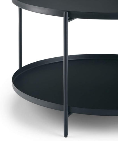 SIMPLIHOME Monet Industrial 32 inch Wide Metal Metal Coffee Table in Black for the Living Room and Family Room