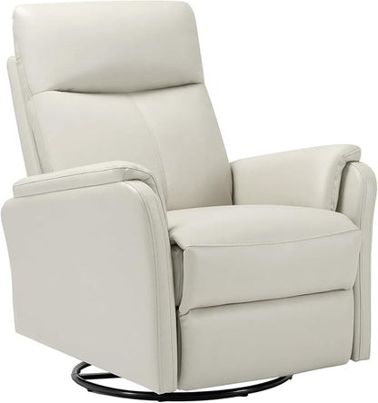 COLAMY Faux Leather Swivel Recliner Chair with Footrest, High Back with Double-Layer Cushion, Glider Recliner for Nursery & Living Room, Bedroom, Beige