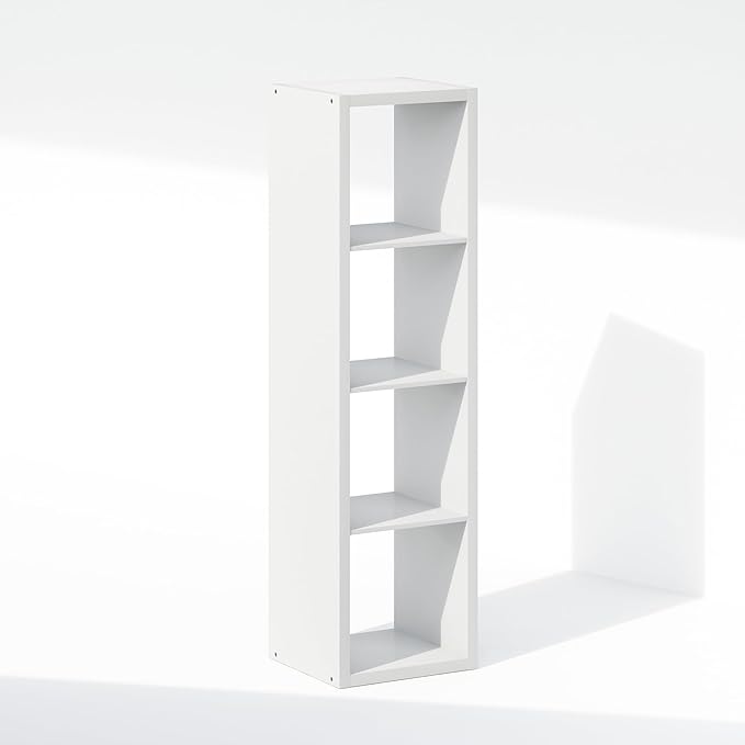 Furinno Cubic Closet Organizers and Storage, 4-Cube Closet Organizer, Open Shelf Closet Storage, Extra Thick Frame for Wardrobe, Bedroom, Living Room, White