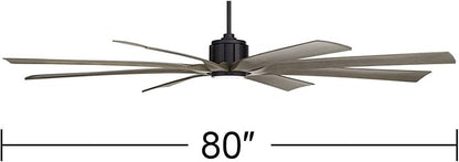 Possini Euro Design 80" Defender Modern Industrial Outdoor Ceiling Fan with Dimmable LED Light Remote Control Matte Black Damp Rated for Patio Exterior House Home Porch Gazebo Garage Barn