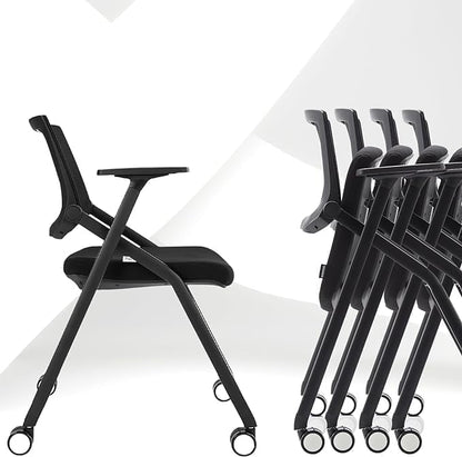 20 Pack Conference Room Chairs with Wheels and Paddle, Ergonomic Mesh Back and Arms for Home Office Desk Folding Chairs Black (10 Boxes)