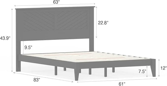 Serene Farmhouse Style Wood Bed in Full Size with Horizontal Scoring Headboard, Coastal Modern Design, Sturdy, Easy Assembly, Ample Underbed Storage, Black