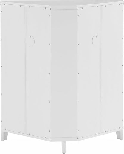Crosley Furniture Roarke Stackable Corner Pantry Storage Cabinet with Shelves, Kitchen, Dining, Laundry, White