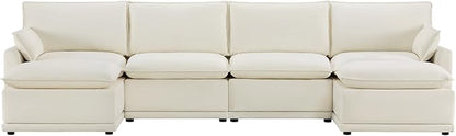 CHITA 147" Oversized Cloud Couch, Modern Modular Sectional Sofa Set for Living Room, 6 Seater U Shaped Sectional Couch, Cream