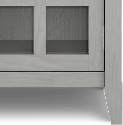 SIMPLIHOME Acadian SOLID WOOD 36 Inch Wide Rustic Entryway Hallway Storage Cabinet in Fog Grey, For the Living Room, Entryway and Family Room