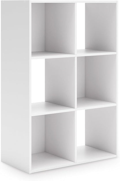 Signature Design by Ashley Onita Modern 3-Tier Floor Standing 6 Cube Organizer for Living Room, Wood, Works with 10.5 W x 10.5 D x 11 H Storage Bin (Sold Separately), White
