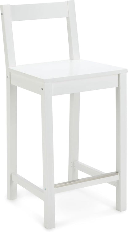 Amazon Basics Wooden Bar Stool with Backrest 24", White, 1 Unit