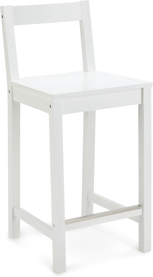 Amazon Basics Wooden Bar Stool with Backrest 24", White, 1 Unit